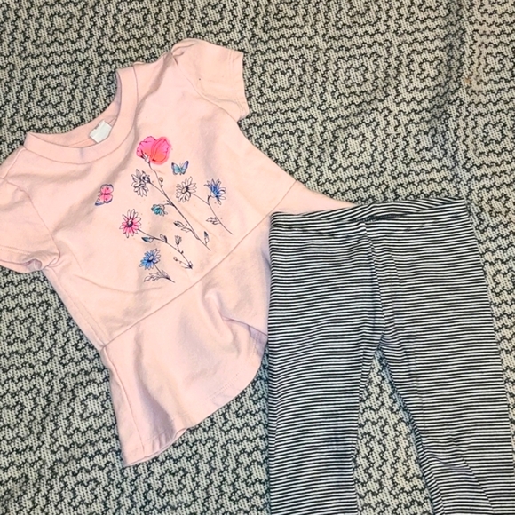 Gap Sweatshirt Tunic Floral Detail and Striped Tea Collection Leggings 18-24 - Picture 1 of 5